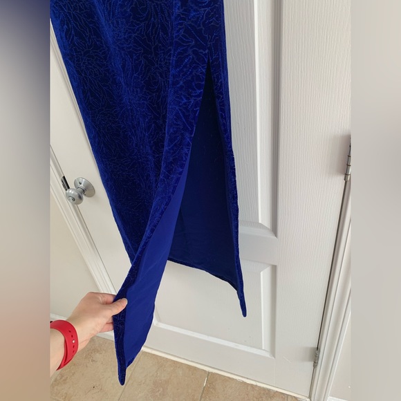 Royal Blue Patterned Velvet Skirt - Picture 10 of 17